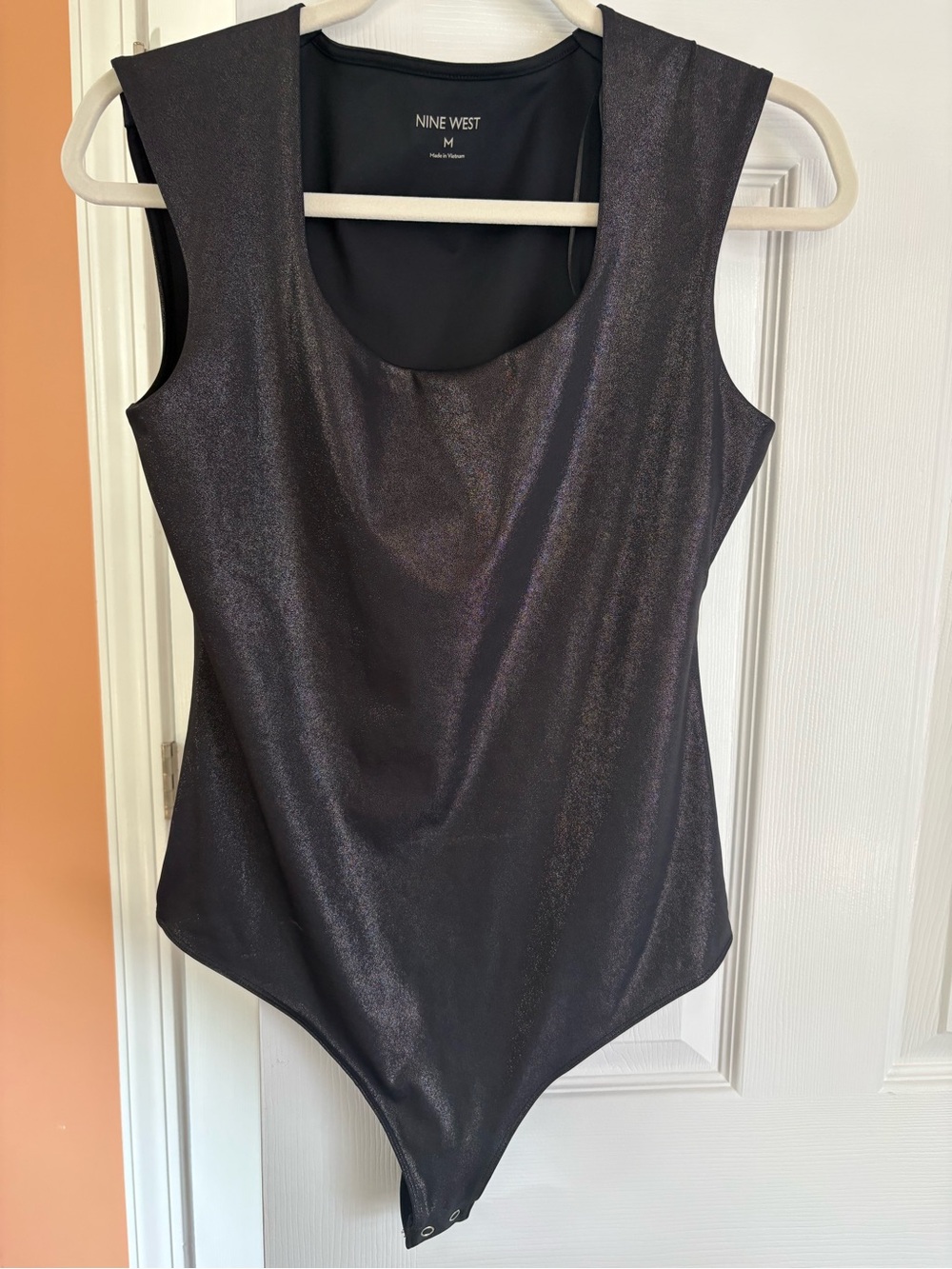 Nine West Shimmery Black Sleeveless Bodysuit